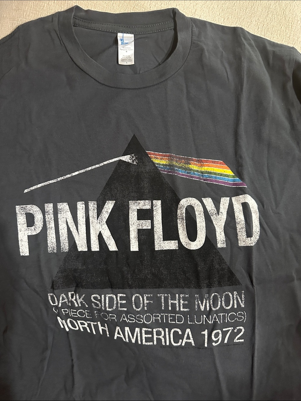 Pink Floyd Dark Side of the Moon North America 1972 Tour Tee Gray L